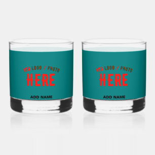 STYLISH MODERN CUSTOM TEAL GREEN VERIFIED BRANDED WHISKEY GLASS