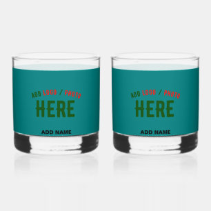 STYLISH MODERN CUSTOM TEAL GREEN VERIFIED BRANDED WHISKEY GLASS