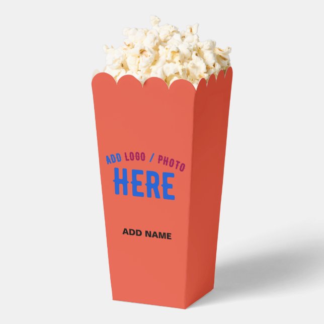 STYLISH MODERN CUSTOM TOMATO RED BRAND POPCORN FAVOUR BOX (Popped)