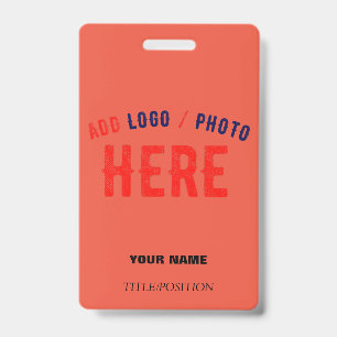 STYLISH MODERN CUSTOM TOMATO RED VERIFIED BRANDED ID BADGE