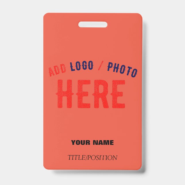 STYLISH MODERN CUSTOM TOMATO RED VERIFIED BRANDED ID BADGE (Front)
