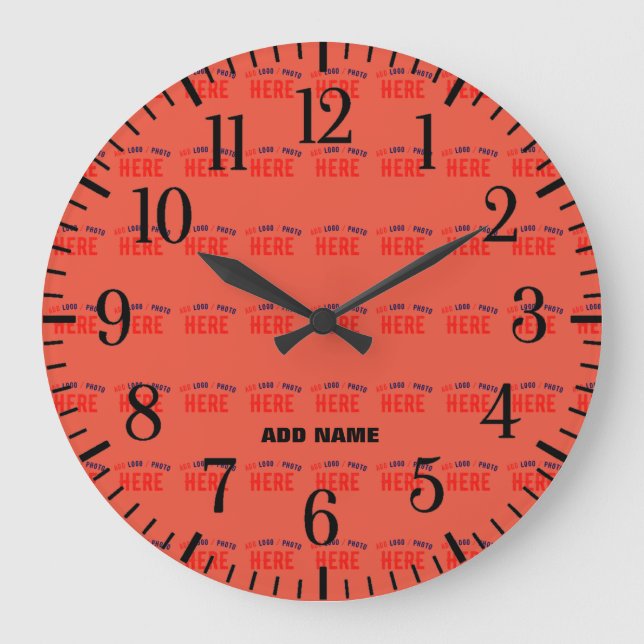 STYLISH MODERN CUSTOM TOMATO RED VERIFIED BRANDED LARGE CLOCK (Front)