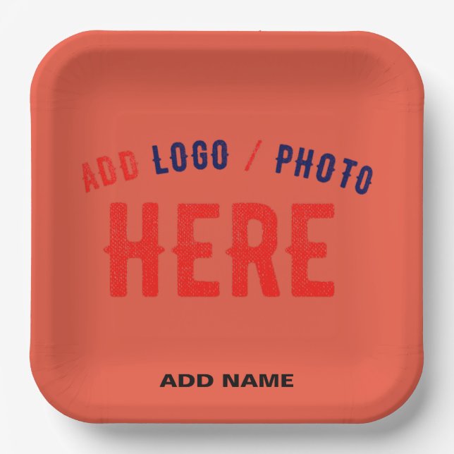 STYLISH MODERN CUSTOM TOMATO RED VERIFIED BRANDED PAPER PLATE (Front)