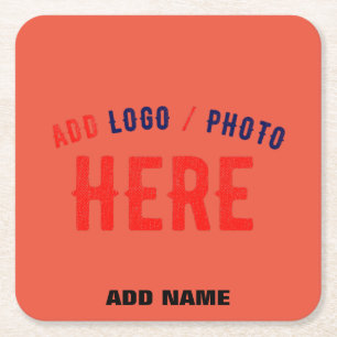 STYLISH MODERN CUSTOM TOMATO RED VERIFIED BRANDED SQUARE PAPER COASTER