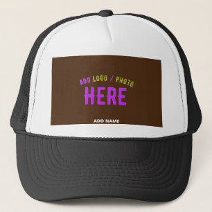 STYLISH MODERN CUSTOM WHITE BLACK BROWN BRANDED TRUCKER HAT