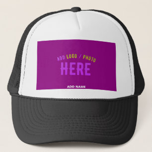 STYLISH MODERN CUSTOM WHITE BLACK PURPLE BRANDED TRUCKER HAT