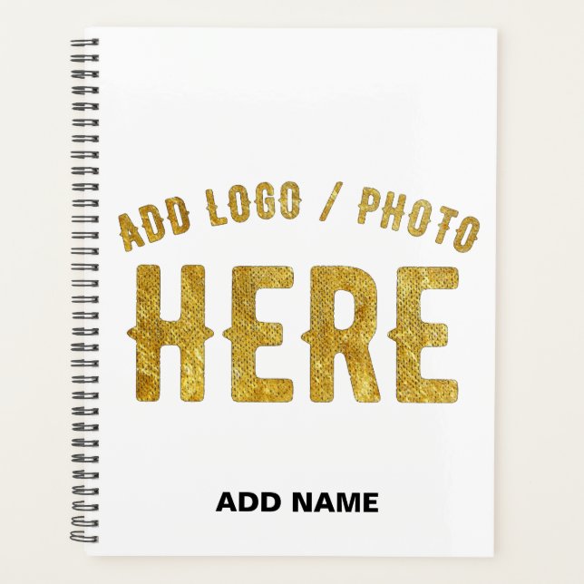 STYLISH MODERN CUSTOM WHITE BRANDED BLACK SPIRAL PLANNER (Front)