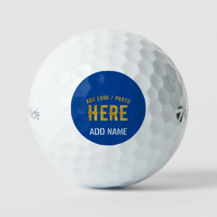 STYLISH MODERN CUSTOM WHITE COBALT BLUE BRANDED GOLF BALLS