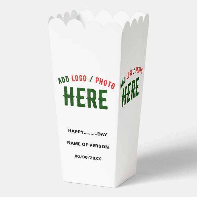 STYLISH MODERN CUSTOM WHITE VERIFIED BRAND POPCORN FAVOUR BOX (Front)