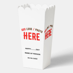 STYLISH MODERN CUSTOM WHITE VERIFIED BRAND POPCORN FAVOUR BOX