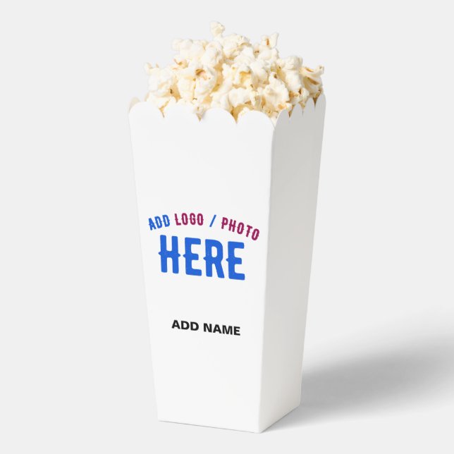 STYLISH MODERN CUSTOM WHITE VERIFIED BRAND POPCORN FAVOUR BOX (Popped)