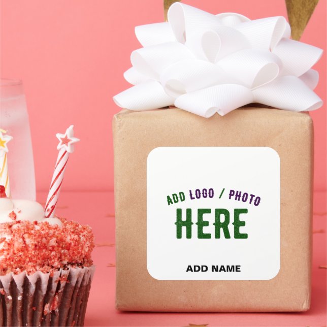 STYLISH MODERN CUSTOM WHITE VERIFIED BRANDED PARTY SQUARE STICKER (Party)