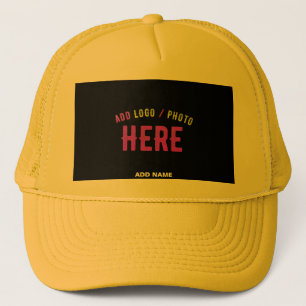 STYLISH MODERN CUSTOM YELLOW BLACK VERIFIED BRAND TRUCKER HAT