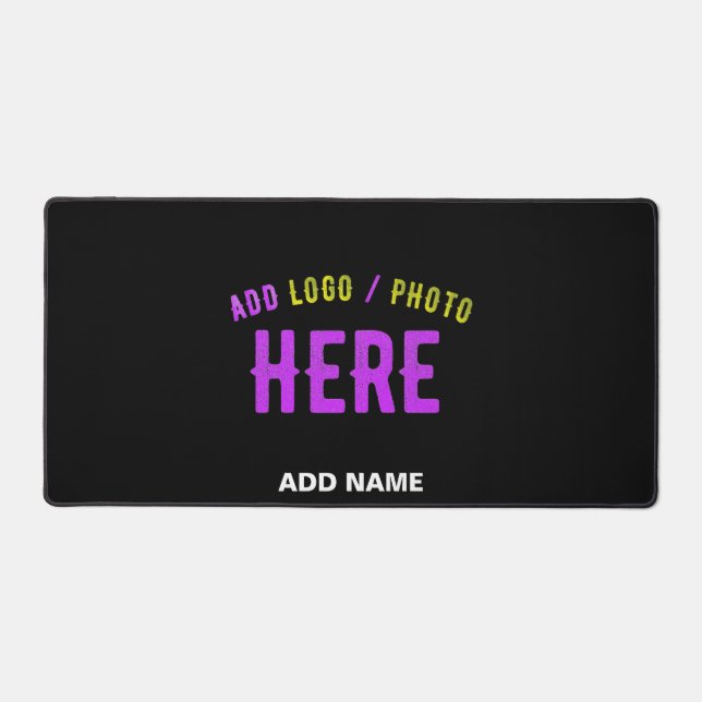 STYLISH MODERN CUSTOMIZABLE BLACK BRAND HORIZONTAL DESK MAT (Front)