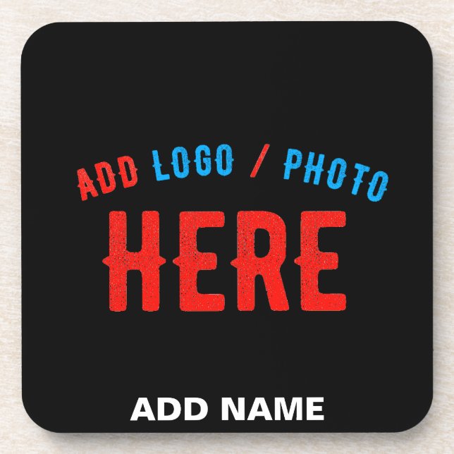 STYLISH MODERN CUSTOMIZABLE BLACK VERIFIED BRAND COASTER (Front)