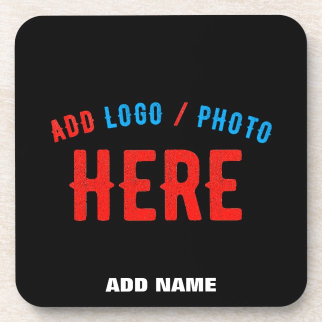 STYLISH MODERN CUSTOMIZABLE BLACK VERIFIED BRAND COASTER (Front)