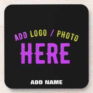 STYLISH MODERN CUSTOMIZABLE BLACK VERIFIED BRAND COASTER