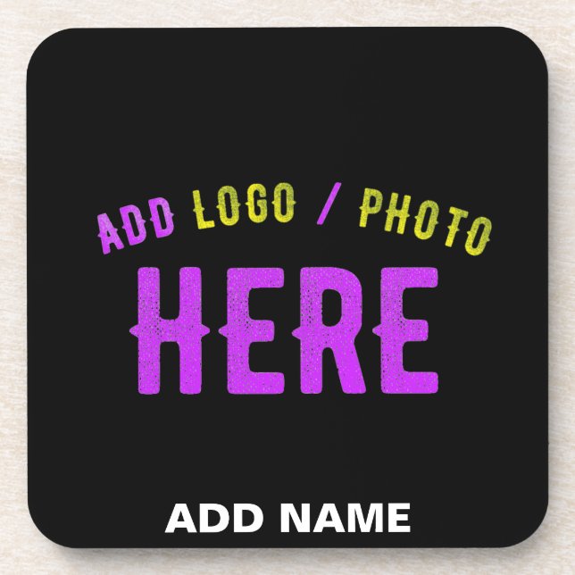 STYLISH MODERN CUSTOMIZABLE BLACK VERIFIED BRAND COASTER (Front)