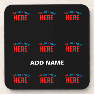 STYLISH MODERN CUSTOMIZABLE BLACK VERIFIED BRAND COASTER
