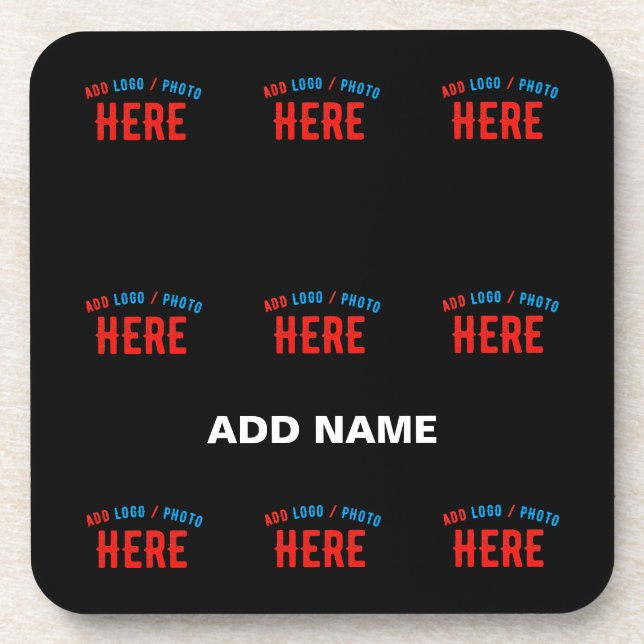 STYLISH MODERN CUSTOMIZABLE BLACK VERIFIED BRAND COASTER (Front)