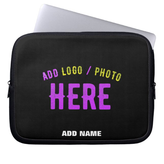 STYLISH MODERN CUSTOMIZABLE BLACK VERIFIED BRAND LAPTOP SLEEVE (Front)