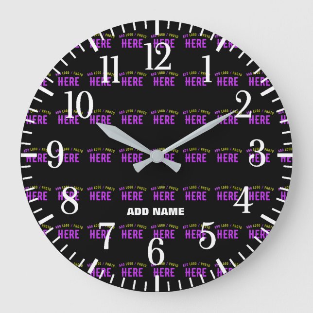 STYLISH MODERN CUSTOMIZABLE BLACK VERIFIED BRAND LARGE CLOCK (Front)
