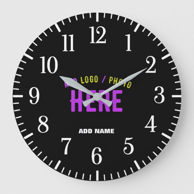 STYLISH MODERN CUSTOMIZABLE BLACK VERIFIED BRAND LARGE CLOCK (Front)