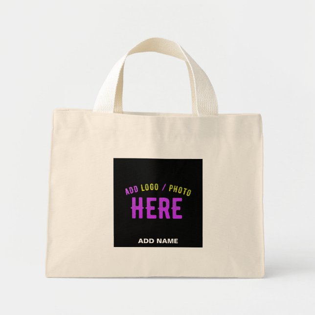 STYLISH MODERN CUSTOMIZABLE BLACK VERIFIED BRAND MINI TOTE BAG (Front)