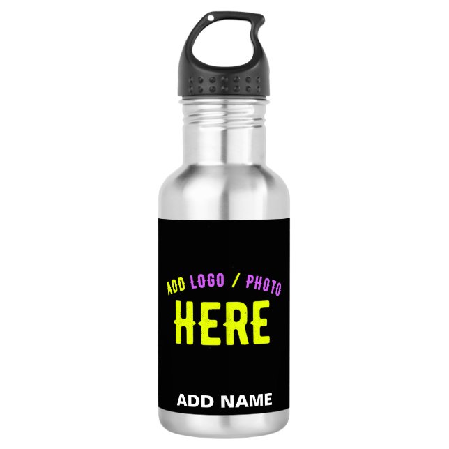STYLISH MODERN CUSTOMIZABLE BLACK VERIFIED BRANDED 532 ML WATER BOTTLE (Front)