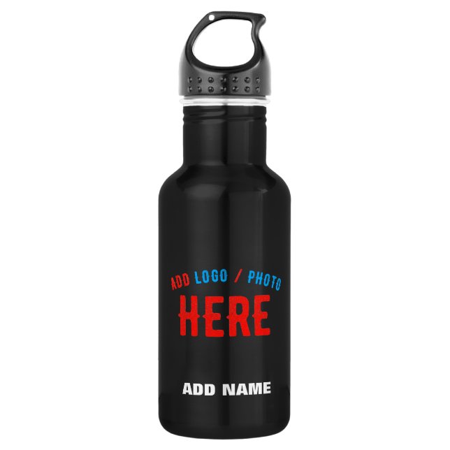 STYLISH MODERN CUSTOMIZABLE BLACK VERIFIED BRANDED 532 ML WATER BOTTLE (Front)
