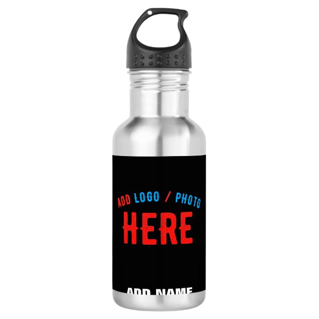STYLISH MODERN CUSTOMIZABLE BLACK VERIFIED BRANDED 710 ML WATER BOTTLE (Front)