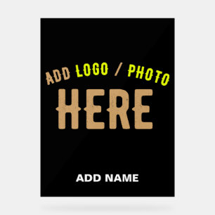 STYLISH MODERN CUSTOMIZABLE BLACK VERIFIED BRANDED ACRYLIC SIGN