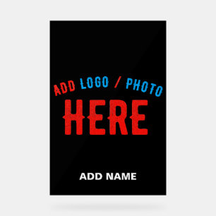 STYLISH MODERN CUSTOMIZABLE BLACK VERIFIED BRANDED ACRYLIC SIGN