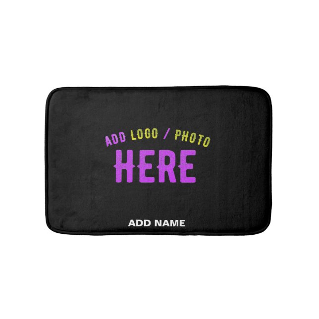 STYLISH MODERN CUSTOMIZABLE BLACK VERIFIED BRANDED BATH MAT (Front)