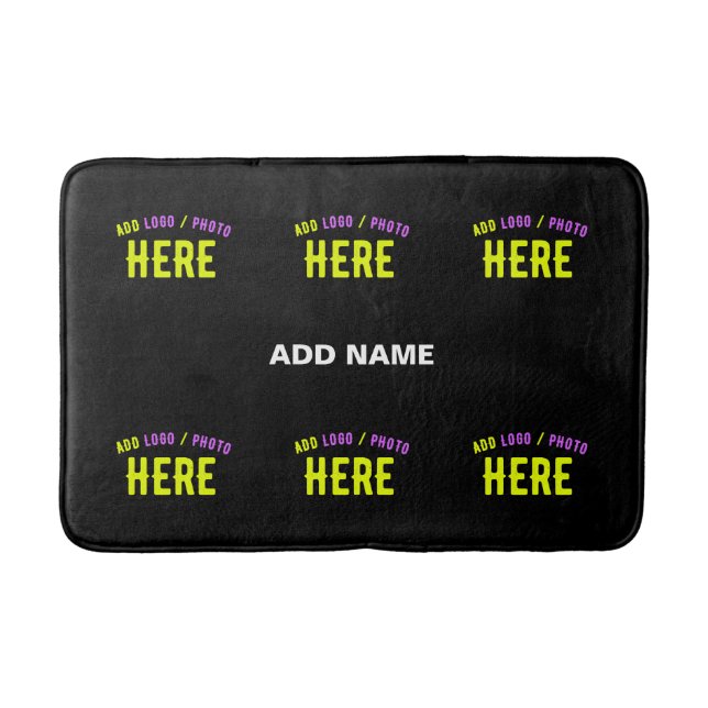 STYLISH MODERN CUSTOMIZABLE BLACK VERIFIED BRANDED BATH MAT (Front)