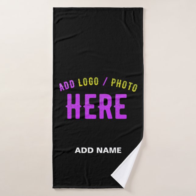 STYLISH MODERN CUSTOMIZABLE BLACK VERIFIED BRANDED BATH TOWEL (Bath Towel)