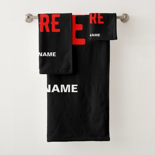 STYLISH MODERN CUSTOMIZABLE BLACK VERIFIED BRANDED BATH TOWEL SET (Insitu)