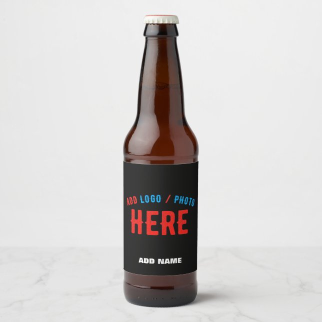 STYLISH MODERN CUSTOMIZABLE BLACK VERIFIED BRANDED BEER BOTTLE LABEL (Front)