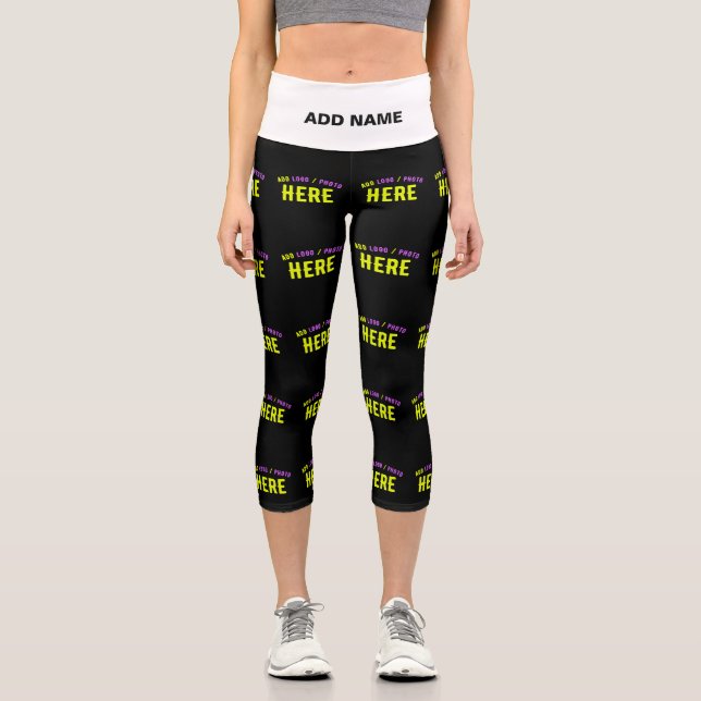 STYLISH MODERN CUSTOMIZABLE BLACK VERIFIED BRANDED CAPRI LEGGINGS (Front)