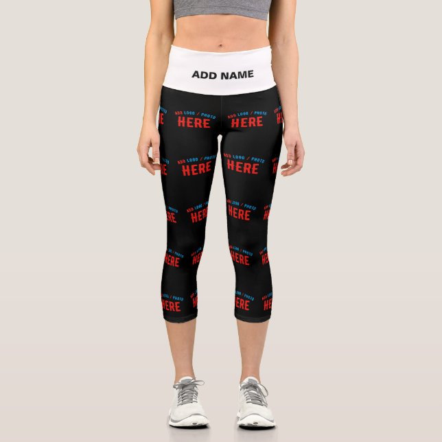 STYLISH MODERN CUSTOMIZABLE BLACK VERIFIED BRANDED CAPRI LEGGINGS (Front)