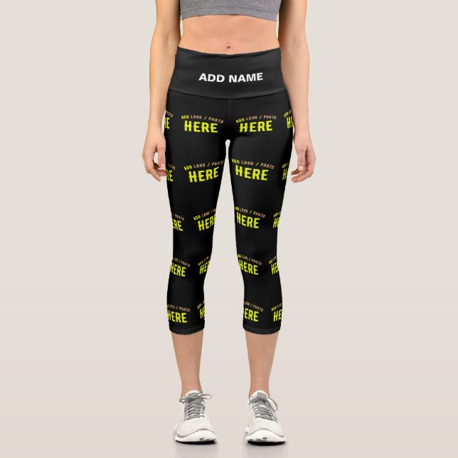STYLISH MODERN CUSTOMIZABLE BLACK VERIFIED BRANDED CAPRI LEGGINGS (Front)