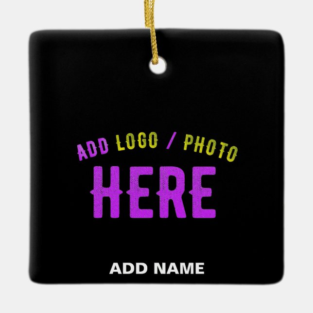 STYLISH MODERN CUSTOMIZABLE BLACK VERIFIED BRANDED CERAMIC ORNAMENT (Front)