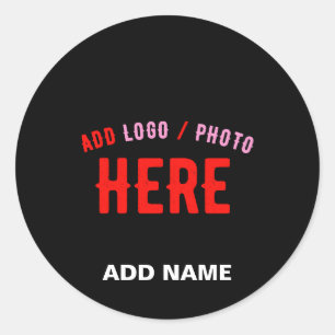 STYLISH MODERN CUSTOMIZABLE BLACK VERIFIED BRANDED CLASSIC ROUND STICKER