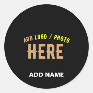 STYLISH MODERN CUSTOMIZABLE BLACK VERIFIED BRANDED CLASSIC ROUND STICKER