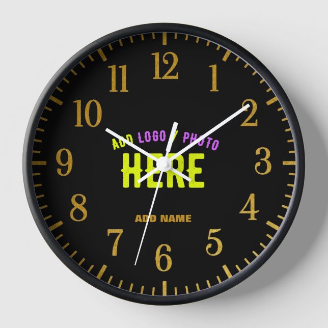 STYLISH MODERN CUSTOMIZABLE BLACK VERIFIED BRANDED CLOCK (Front)