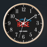 STYLISH MODERN CUSTOMIZABLE BLACK VERIFIED BRANDED CLOCK<br><div class="desc">THIS IS A DESIGN FITTING FOR EVERYONE.YOU CAN CHANGE, RESIZE OR ADD LOGO, PHOTO, TEXT AND COLOURS THE WAY YOU LIKE.THANK YOU.</div>