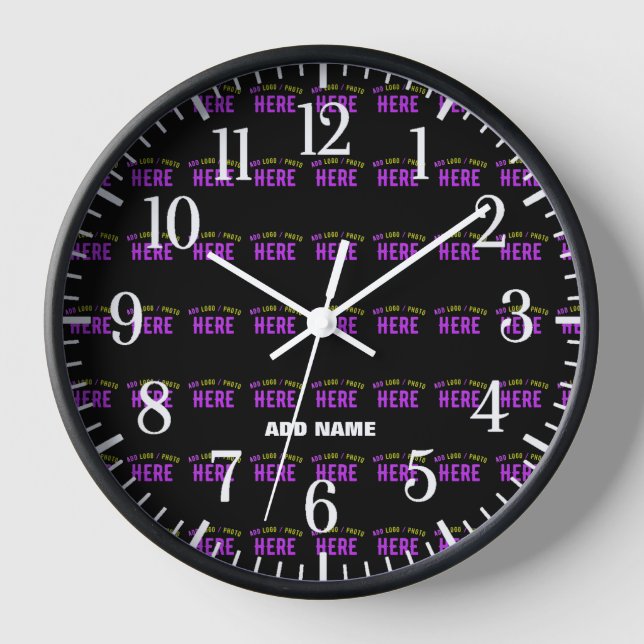 STYLISH MODERN CUSTOMIZABLE BLACK VERIFIED BRANDED CLOCK (Front)