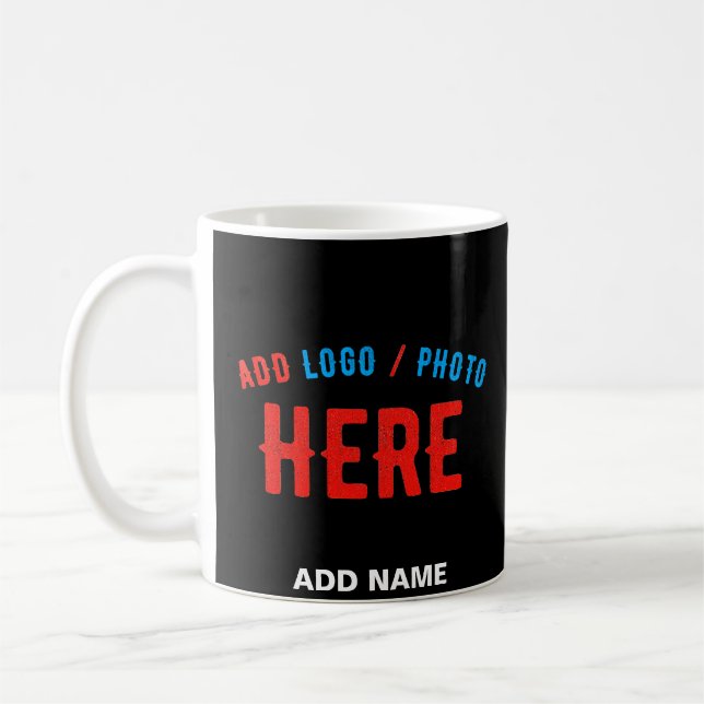 STYLISH MODERN CUSTOMIZABLE BLACK VERIFIED BRANDED COFFEE MUG (Left)