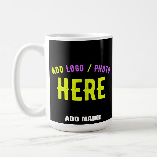STYLISH MODERN CUSTOMIZABLE BLACK VERIFIED BRANDED COFFEE MUG (Left)