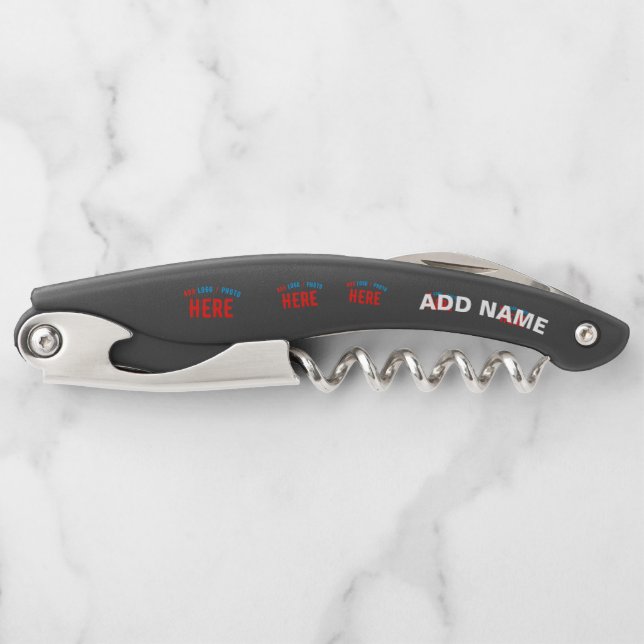 STYLISH MODERN CUSTOMIZABLE BLACK VERIFIED BRANDED CORKSCREW (Front)